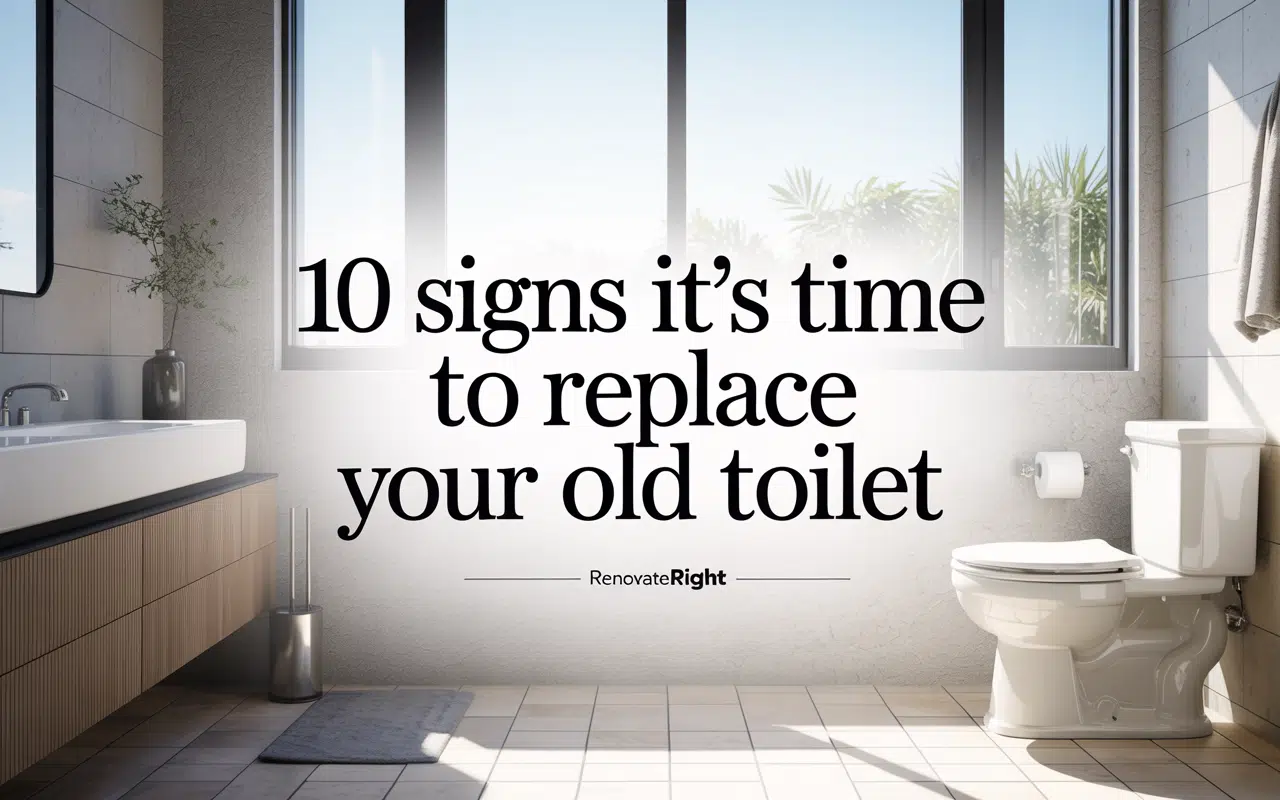 Bathroom with modern toilet, sink, and window. Time to replace your old toilet?