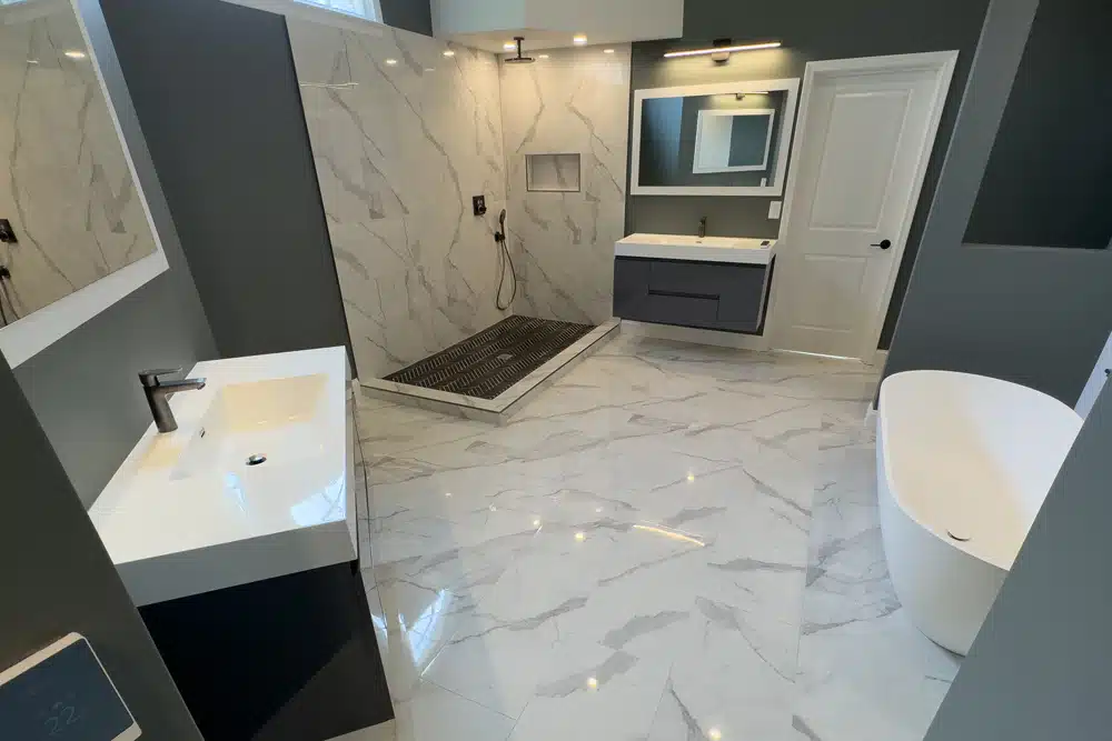 Bathroom Renovations Edmonton 2 Modern bathroom with elegant design.